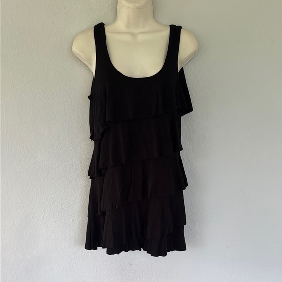 Express black tiered ruffle sleeveless modal stretch long tunic tank size small - Picture 3 of 12
